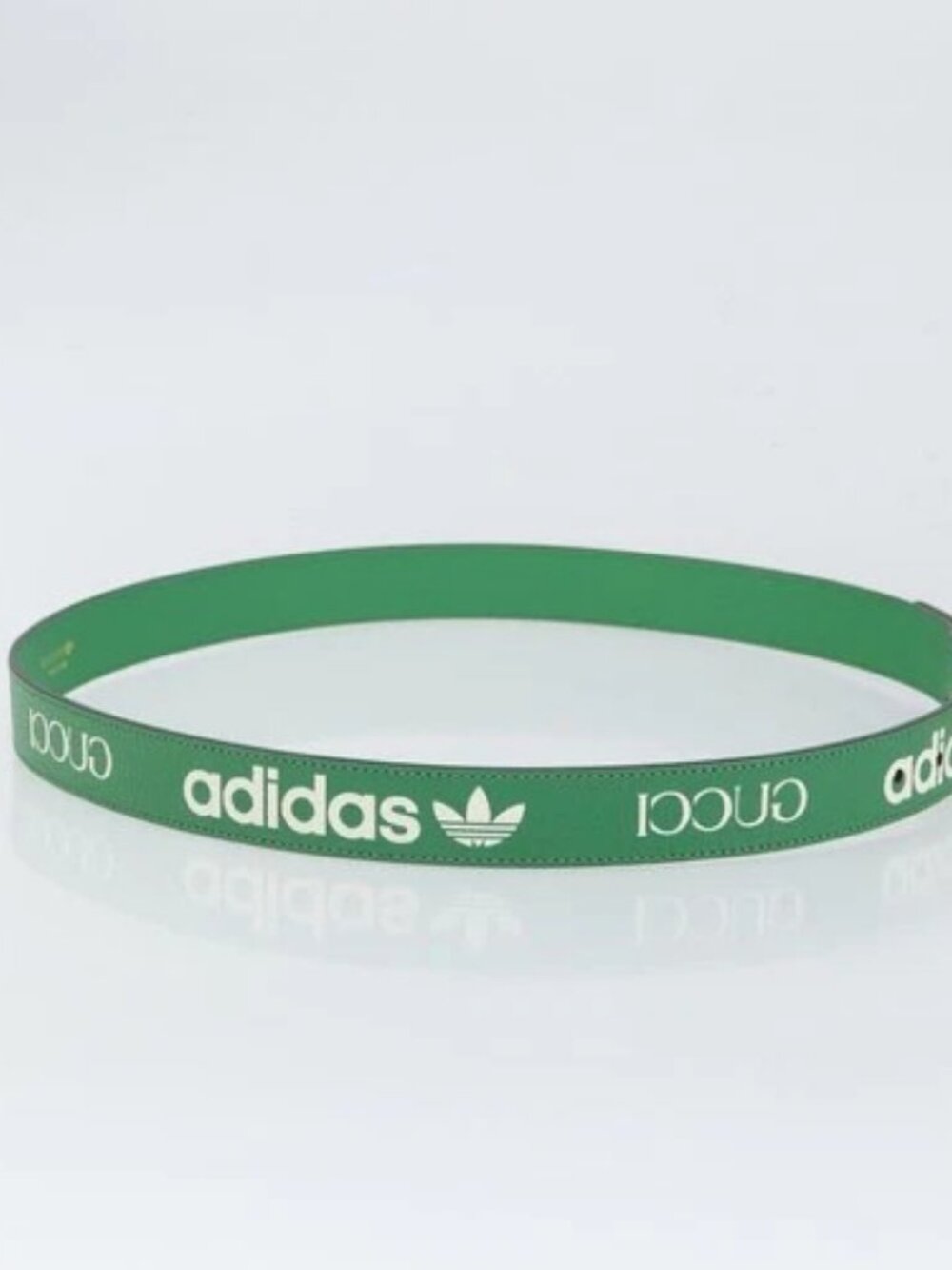 GUCCI Gucci × Adidas Belt Leather 43.3"" Green - Picture 2 of 11